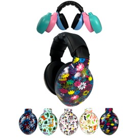 ZIPZ Baby & Toddler Earmuffs – Innovative Design – Change Colors with Magnetic Shells – Hearing Protection Headphones 0-4 yrs (Flower Doodle)