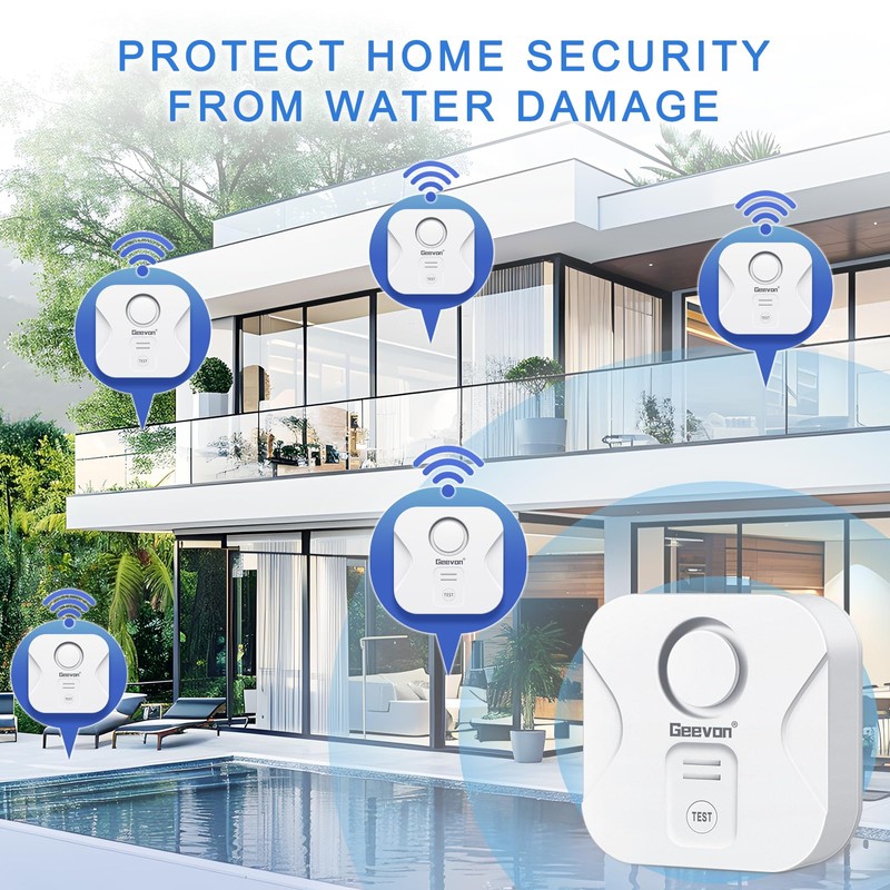 Geevon 10 Pack Water Leak Detectors for Home, 100dB Loud