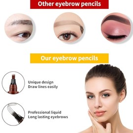 Lápiz de contorno de cejas, lápiz de cejas de microblading impermeable con aplicador de punta de micro tenedor de 4 puntas, lápices líquidos para ceja