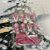 Christmas Press on Nails Coffin Long Length, 24Pcs French Artificial