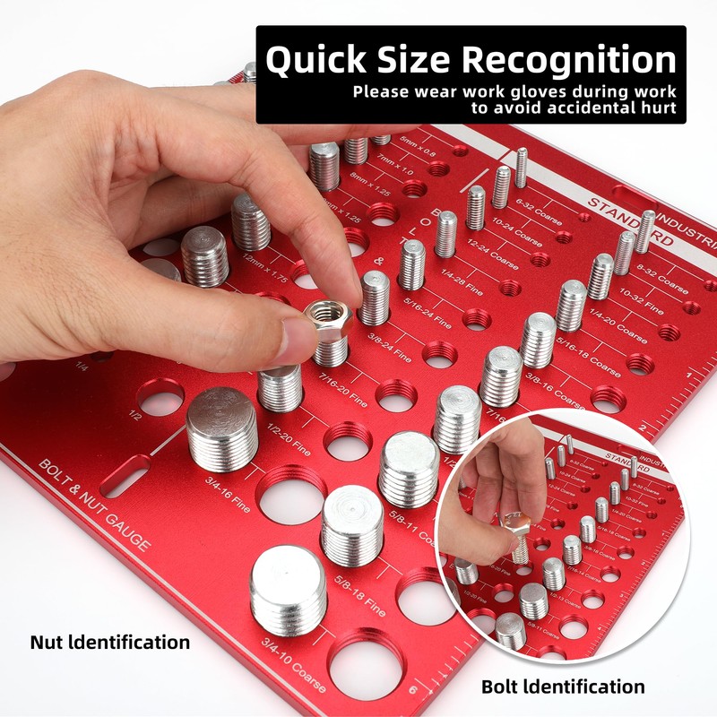 Thread Checker, Nut and Bolt Thread Checker, Bolt Size and
