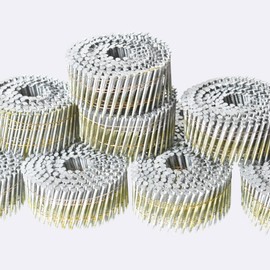 LiGuVCY Wire Coil Siding Nails - 1-1/2 x 0.092 Ring Shank 15 Degree Full Round Head Siding Nails, 3600 Count Hot-Dipped Galvanized for Rough Nailing of Lathing and Sheathing Materials