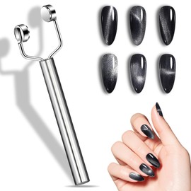 ZIRATONES 3 in 1 Nail Magnet, Multifunctional Y-Shaped Cat Eye Gel Nail Polish Magnets Pen, 3D Magnetic Nail Polish Stick for Home DIY, Salon, Studio, Nail Art Design Tools (Silver)