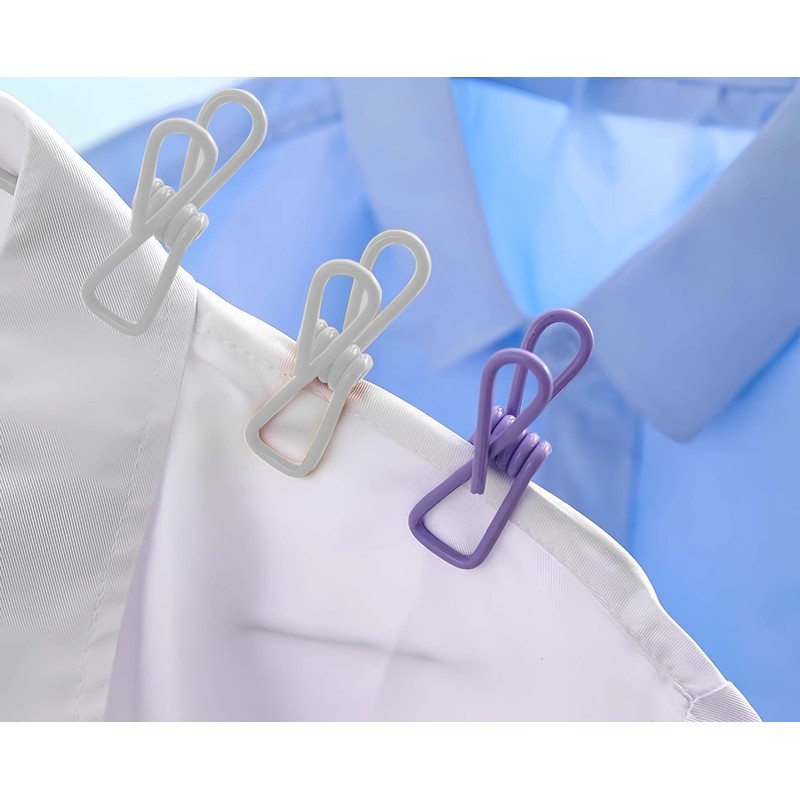 2 Inch Chip Clips White,Steel Clothes Pins Utility PVC-Coated Steel