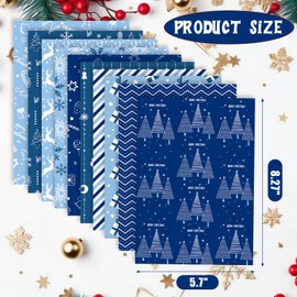 MIAHART 90 Sheets Merry Christmas Pattern Paper Set 10 Designs A5 Size Festival Decorative Craft Paper for Card Making Scrapbook (Blue & White, A5-90)