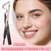 Prreal Microblading Augenbrauenstift-Set, 2-in-1, doppelseitiger Augenbrauenstift, präzise mit Spiralpinsel, austauschbarer