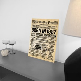 Stuff4 37th Birthday Poster Unframed - Born In 1987 Vintage Newspaper - Happy 37th Birthday Gifts for Women Men Retro Back In 1987, 8x10 Inch Thirty-Seven Thirty-Seventh Decor Decoration Bday Party