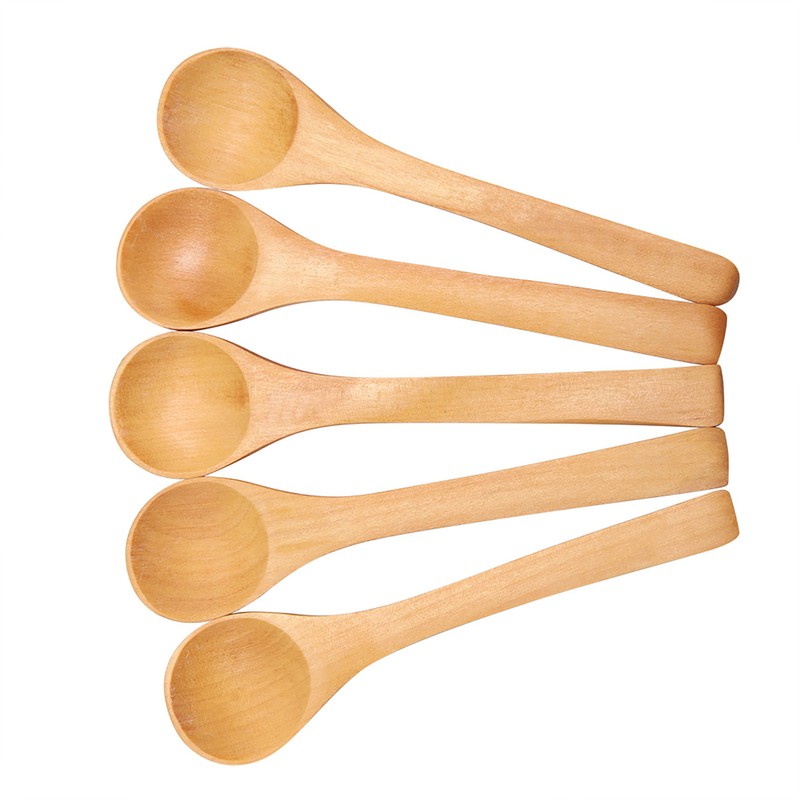 30pcs Mini Natural Wooden Children Spoon Kitchen Condiment Tool