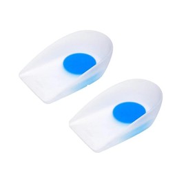 2-Pack Gel Silicone Heel Cups Pads Lifts for Achilles Tendonitis, Plantar Fasciitis, Sore Heel, Bone Spur, Left Right Foot (Large)