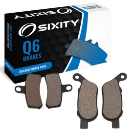 Sixity Q6 Front Rear Organic Brake Pads compatible with Harley Davidson FLSTC Heritage Softail Classic 2012-2014 Complete Set