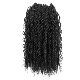CISINPO Boho Twist Crochet Hair 12 Inch, 8 Packs Wavy Senegalese Twist Crochet Hair with Curly Ends, Black Pre-Looped Pre-Twisted Island Style Goddess Passion Braids (120 Strands, 1B)