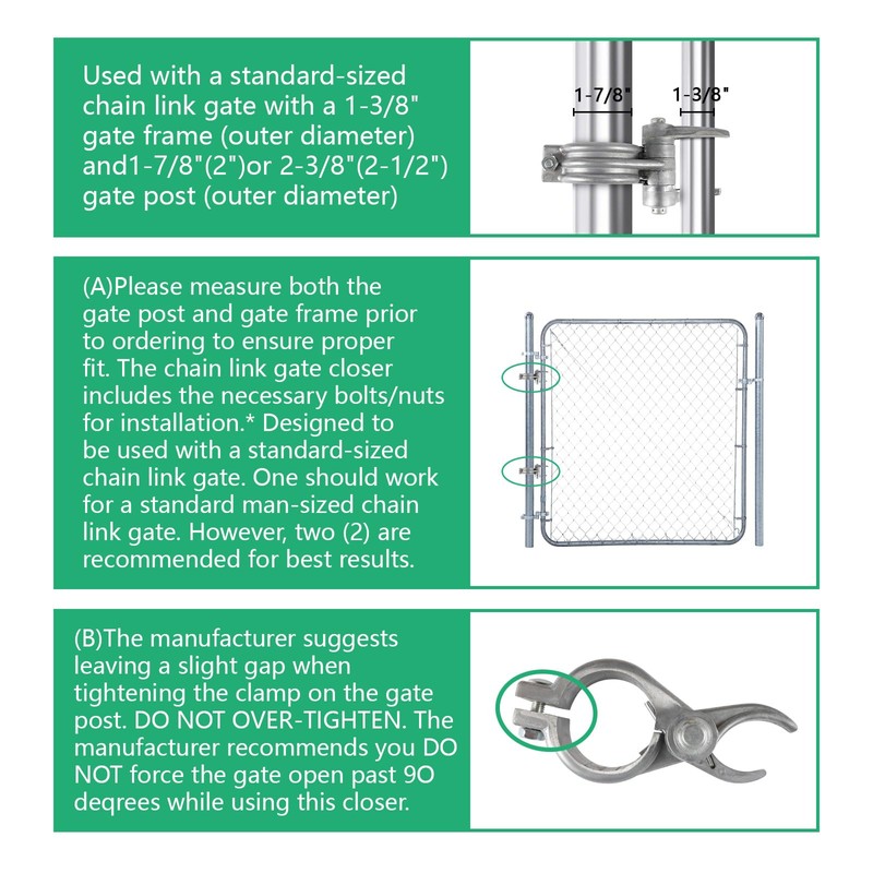 Wmebee 2-3/8" (2-1/2") x 1-3/8" Durable Chain Link Spring Loaded