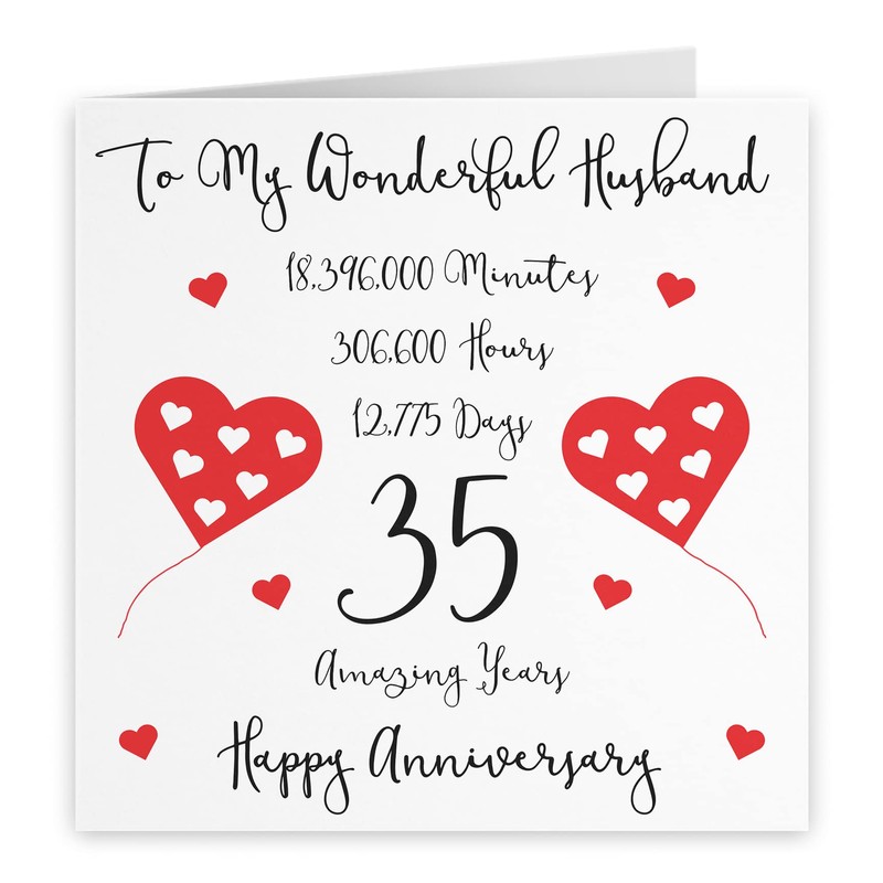 Hunts England - Romantic Husband 35th Wedding Anniversary Card -