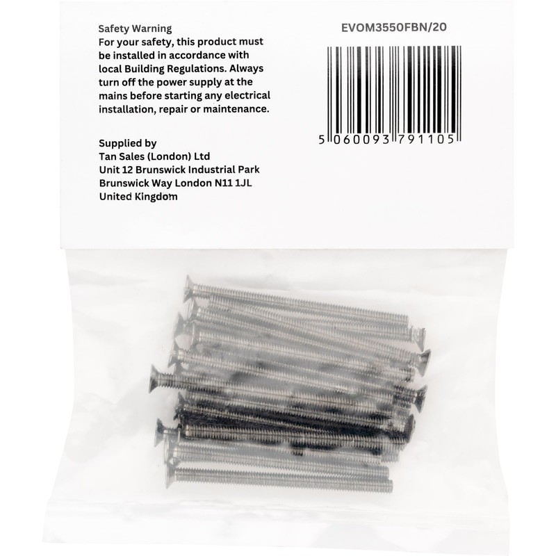 Evoges M3.5 x 50mm Long Flat Head Electrical Machine Screws
