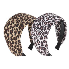 2 Pcs Leopard Headbands, Wide Headbands for Women, Leopard Costume Accessories for Women Girls