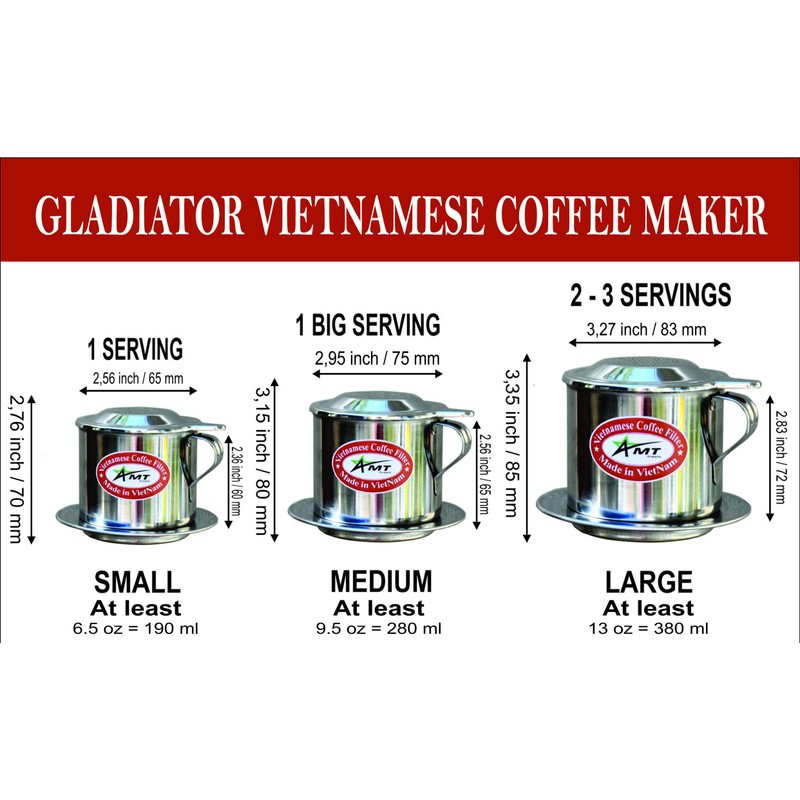 AMT 13 oz Coffee Maker - Vietnamese Phin Filter, 2-3