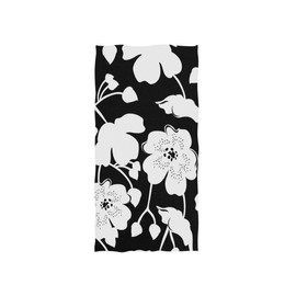senya Black White Flower Hand Towel Ultra Soft Luxury Towels for Bathroom 30"x15"