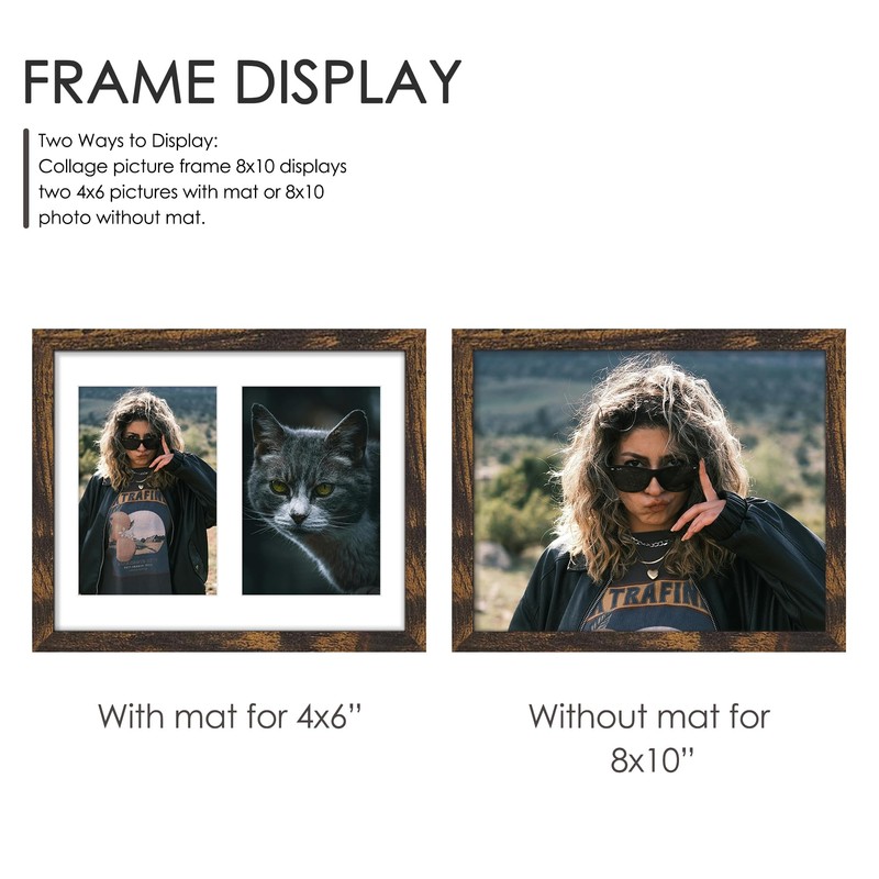 DUENPY 8x10 Double Picture Frame For Displaying Double 4x6 Picture