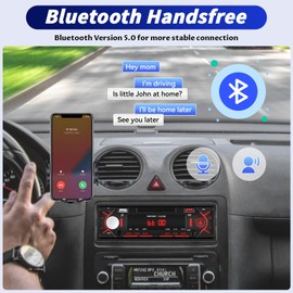 OiLiehu Single Din Car Stereo Bluetooth Hands-Free, 1 Din Car Stereo with FM Radio, LCD Clock Display, MP3 Player Support 2 USB/AUX