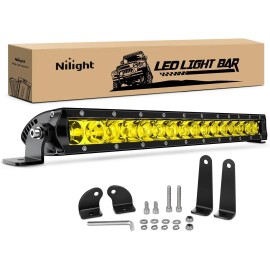 Nilight 17 Inch Amber Single Row Led Light Bar Super Slim 80W LED Combo Light