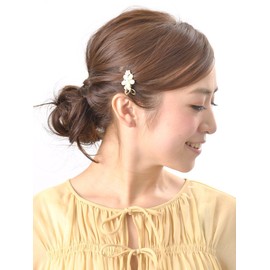 VingTAINE H-635 Cute Flower Mini Hair Clip, Pearl, Flower Hair Accessory
