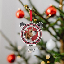 KDVOG 2PCS Dog Christmas Picture Frame Ornaments, 2024 Dog Paw Photo Frame Xmas Puppy Ornament Christmas Tree Decoration Christmas Keepsake for Pet Memorial Gifts, Dog Lovers Gift, Pet Owner Gift