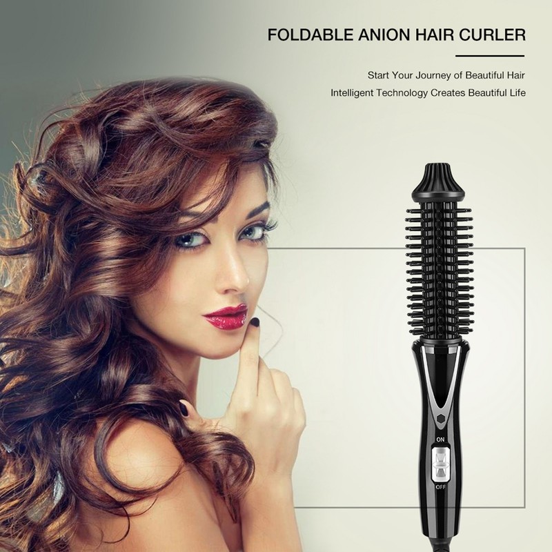 Ceramic Tourmaline Foldable Anion Hair Brush Curler Hair Curling Iron