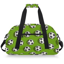 Entemne Kids Duffle Bag for Boys Sports Soccer Ball Green Sport Gym Bag Small Travel Bag Foldable Lightweight Carry on Weekender Overnight Bags with Shoulder Strap