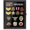 Military Pin Display Case Shadow Box, Solid Pine Wood Medal