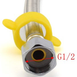 CM Hardware 2pcs 50CM Flexible Pipe Stainless Braided Tube Connection Flex Hose Water Pipe Extension G1/2 Nut Mounting Hose