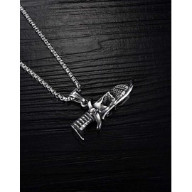 jonline24h Mens Womens Stainless Steel Skull Knife Punk Rock Pendant Black Silver Necklace