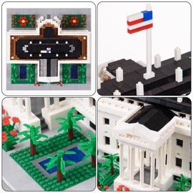 Aigidusansu White House Famous Landmark Model Set, 2300pcs World Architecture Mini Diamond Blocks Bricks, Building Toy 3D Puzzle for Adults 14 Teens(White House)