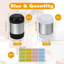 8Pcs Stainless Salt and Pepper Sets, Salt Shaker with Black and White Lids, Small Multi-Purpose Salt and Pepper Pots, Salt Pot for Home Kitchen BBQ Restaurant Camping Dining Table