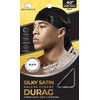 Dream Men's Silky Satin Deluxe Black Du-Rag (Pack of 2)