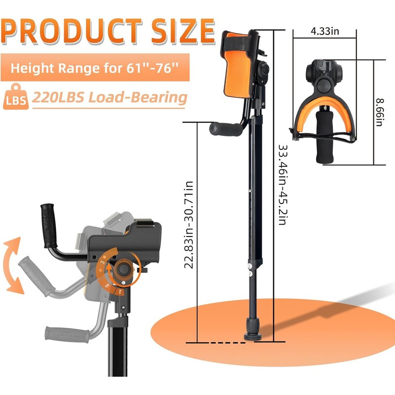 Adjustable Forearm Crutches for Adults – 10-Level Height Ergonomic Arm