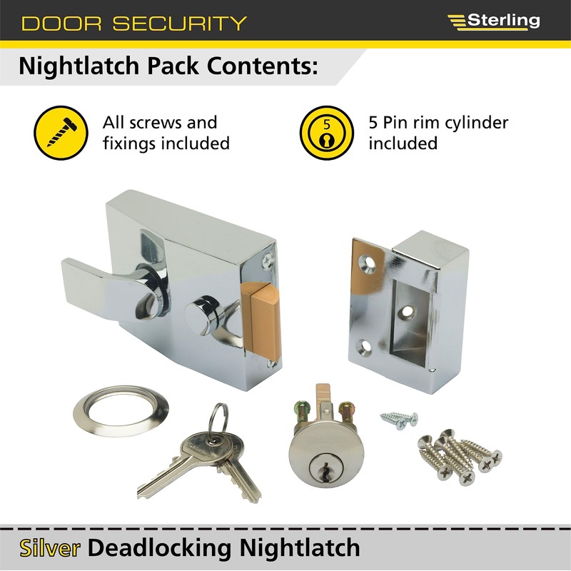Sterling NLC101 Dead Lock Standard Night Latch Plate, Chrome