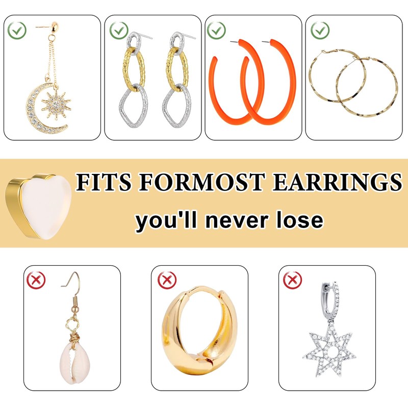 Shimmeroo 12 Pcs Silicone Flat Earring Backs for Studs, Clear
