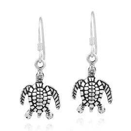 AeraVida Sea Turtle Ocean Beach Lover .925 Sterling Silver Dangle Earrings | Nature-Inspired Coastal Jewelry for Women