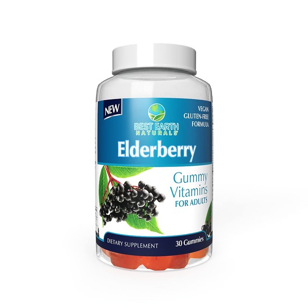 Best Earth Naturals Elderberry Gummy Vitamins with Zinc and Vitamin C for Adults - Gluten Free, Vegan, Delicious Gummies for Immune Support & Antioxidants, 30 Count