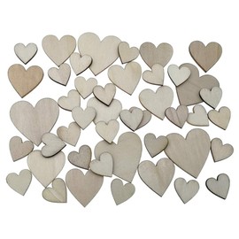 Kinteshun Natural Wood Unfinished Cutout Veneers Slices for Patchwork DIY Crafting Decoration(100pcs,Mixed Sizes,Love Heart Shape)