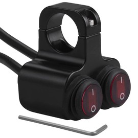 Greluma 12 V Waterproof Motorcycle ATV Bicycle 22 mm 7/8 Inch Handlebar Double Control Kill Button, Headlight Switch, Hazard Light, Fog Light, On Off Switch