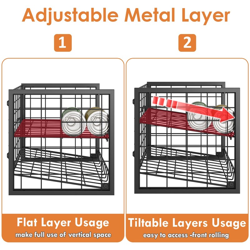 X-cosrack 2 Packs Stackable Can Rack Organizer for Pantry, 2-Tier