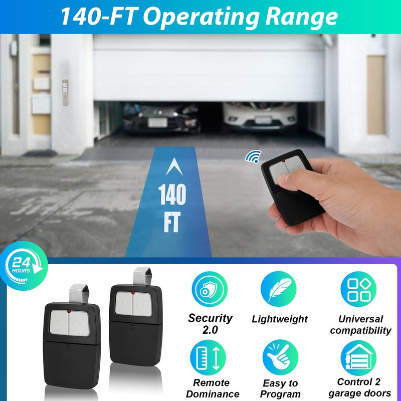 2 Garage Door Opener Remote,for Liftmaster Chamberlain Genie Linear Garage