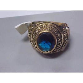 NEW 2004 Sturgis Motorcycle Rally Gold Ring Size 8 Blue Stone