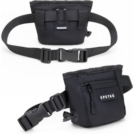 Bolsa para premios para Perros, con Cierre magnético Potente, dispensador de Bolsas para excrementos y Clip metálico para la Cintura (Negra).