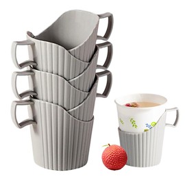 Set of 6 Paper Cup Holders Heat Resistant Paper Cup Holders for 200-300ml Sleeve Cup-Ho Ruder Paper Cups Reusable Office Events Outdoor Supplies (Gray)