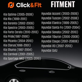 2pcs Click&Fit Windshield Washer Spray Nozzles compatible with Kia Optima 2005-2008 Sportage 05-10 Sorento 02-09 Forte Cerato 09-13 Hyundai Accent 03-09 Tuscon 02-08 Elantra 09-15 Wiper washer