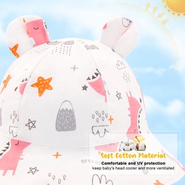 POMIJIAN Toddler Sun Hat Girls UPF 50+ Baby Bucket Hats Boy Soft Summer Hat Cute Beach Cap (CA/US, Age, 2 Years, 4 Years, Pink Dinosaur)