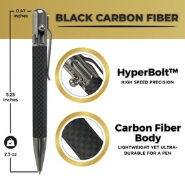 BASTION® Luxury Carbon Fiber Bolt Action Pen, Durable Professional Ballpoint Pen for Travel, School and Work Birthday Gift Idea - Stainless Steel