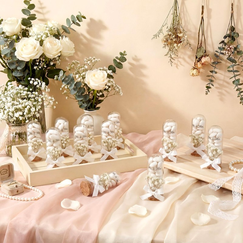 Gandeer 50 Sets Wedding Candy Favors for Guests (White)